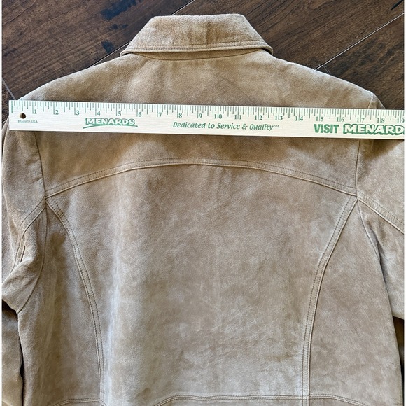 Bernardo Suede Jacket Women's Size Large Button Front Tan Fully Lined - Picture 13 of 14